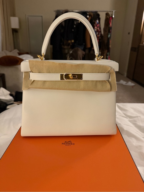 Hermes Handbags - Hermes White Leather Top-Handle Satchel with Gold Hardware